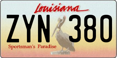 LA license plate ZYN380