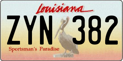 LA license plate ZYN382