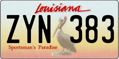 LA license plate ZYN383
