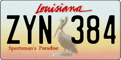 LA license plate ZYN384