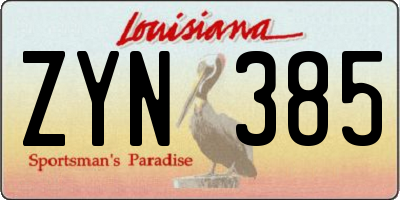 LA license plate ZYN385