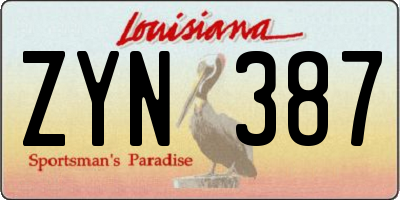 LA license plate ZYN387