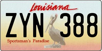 LA license plate ZYN388