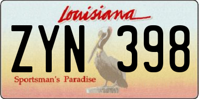 LA license plate ZYN398