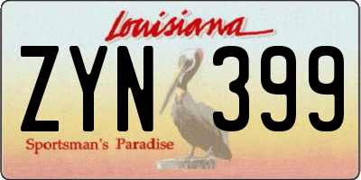 LA license plate ZYN399