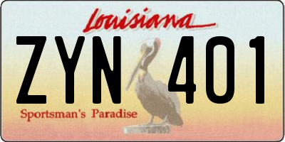 LA license plate ZYN401