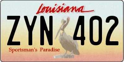 LA license plate ZYN402