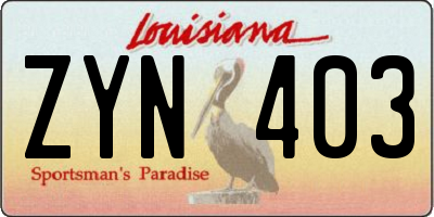 LA license plate ZYN403