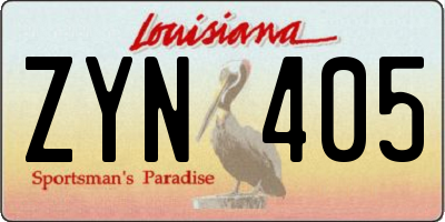 LA license plate ZYN405