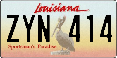 LA license plate ZYN414