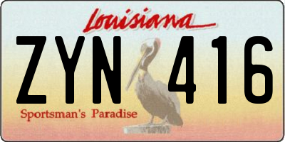 LA license plate ZYN416