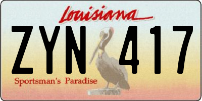 LA license plate ZYN417