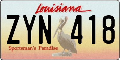 LA license plate ZYN418