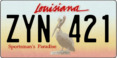 LA license plate ZYN421