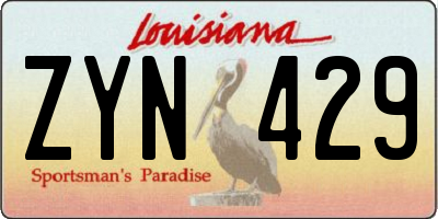 LA license plate ZYN429