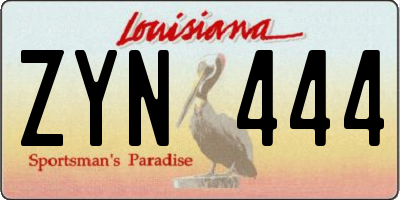 LA license plate ZYN444
