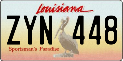 LA license plate ZYN448