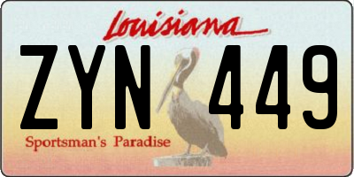 LA license plate ZYN449