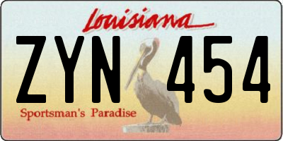 LA license plate ZYN454