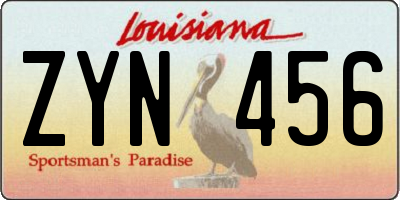 LA license plate ZYN456