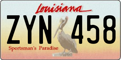 LA license plate ZYN458
