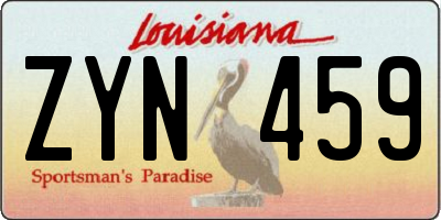 LA license plate ZYN459