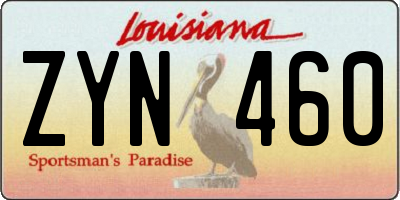 LA license plate ZYN460