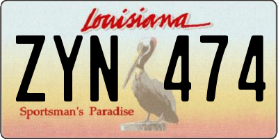 LA license plate ZYN474