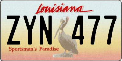 LA license plate ZYN477