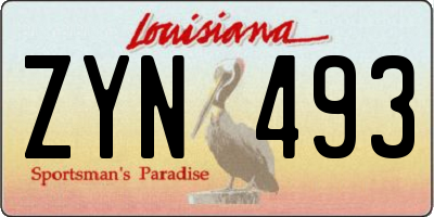 LA license plate ZYN493