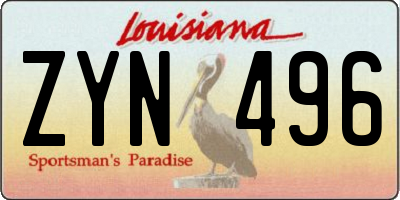 LA license plate ZYN496