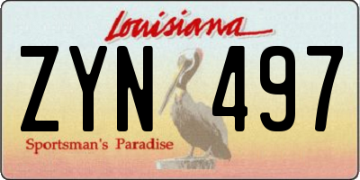 LA license plate ZYN497