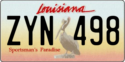 LA license plate ZYN498