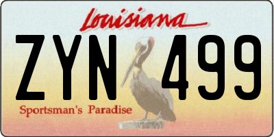 LA license plate ZYN499