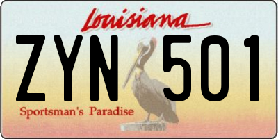 LA license plate ZYN501