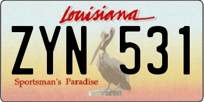 LA license plate ZYN531