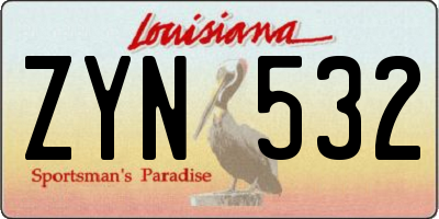 LA license plate ZYN532