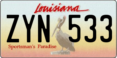 LA license plate ZYN533