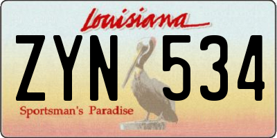 LA license plate ZYN534