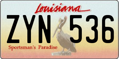 LA license plate ZYN536