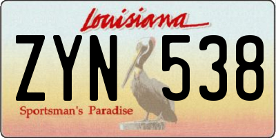 LA license plate ZYN538