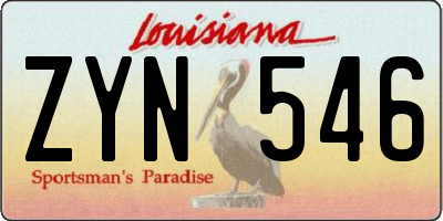 LA license plate ZYN546