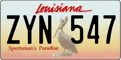 LA license plate ZYN547
