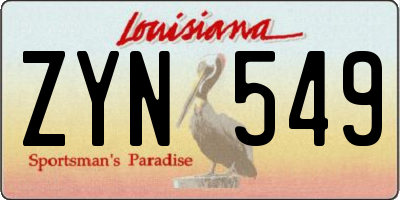 LA license plate ZYN549