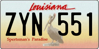 LA license plate ZYN551