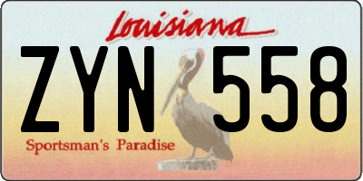 LA license plate ZYN558
