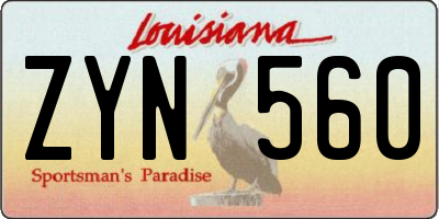 LA license plate ZYN560