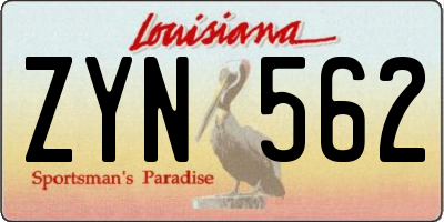 LA license plate ZYN562