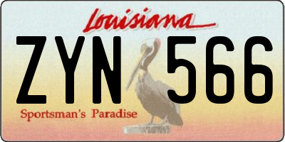 LA license plate ZYN566