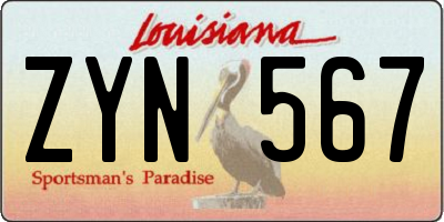 LA license plate ZYN567
